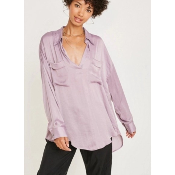 Free People Tops - Free People Starry Dreams Long Sleeve Pullover Tunic Shirt Blouse LAVENDER SZ L